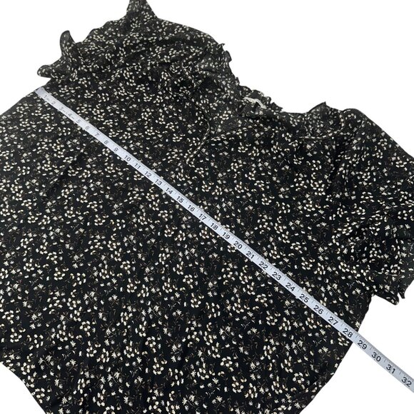 Max Studio Womens 3X Floral Ruffle Sleeve Top Blouse Black-Beige Polyester - Picture 5 of 10